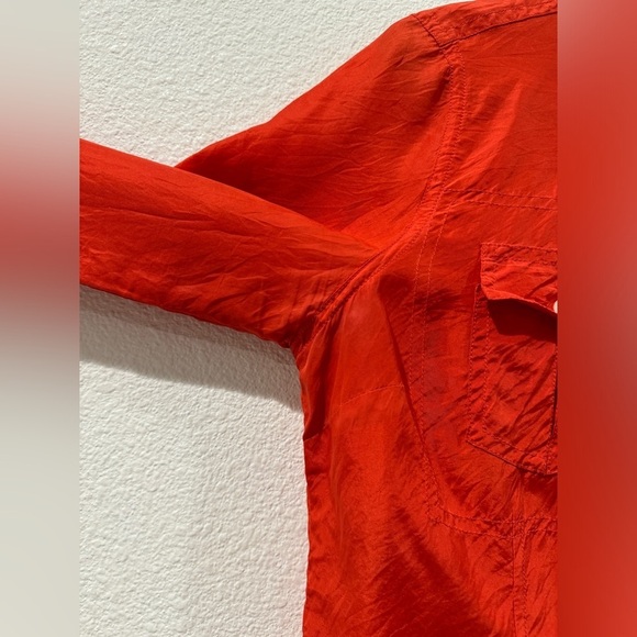 Tommy Hilfiger 100% Silk Burnt Orange Button Front Collared Blouse Shirt Size 4P - Picture 4 of 17